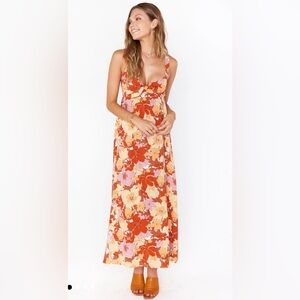 Show Me Your Mumu Penelope Midi Dress, Party Poppy Blooms, size L